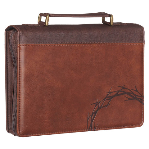 Crown of Thorns Brown Faux Leather Classic Bible Cover - Isaiah 53:3