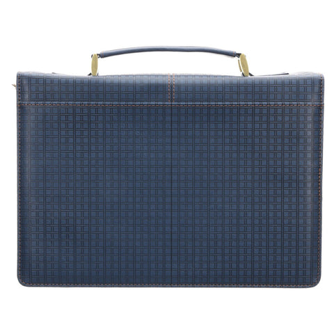 The Plans Modern Blue Grid Faux Leather Bible Cover - Jeremiah 29:11