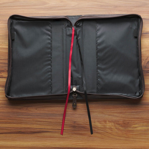 The Plans Cocoa Brown and Taupe Faux Leather Classic Bible Cover - Jeremiah 29:11