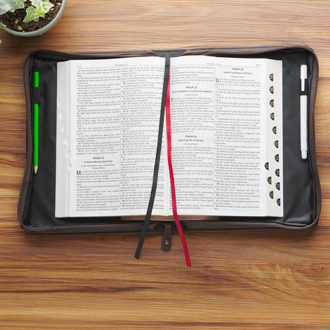 The Plans Cocoa Brown and Taupe Faux Leather Classic Bible Cover - Jeremiah 29:11