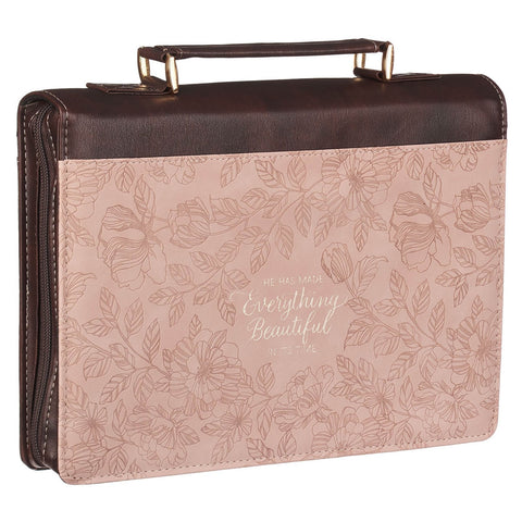 Everything Beautiful Blush Floral Faux Leather Fashion Bible Cover - Ecclesiastes 3:11