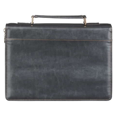 Trust in the Lord Black and Gray Faux Leather Fashion Bible Cover - Proverbs 3:5