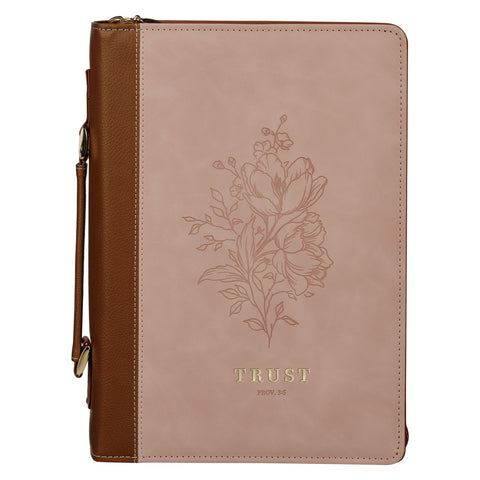 Trust Mottled Blush Faux Leather Fashion Bible Cover - Proverbs 3:5