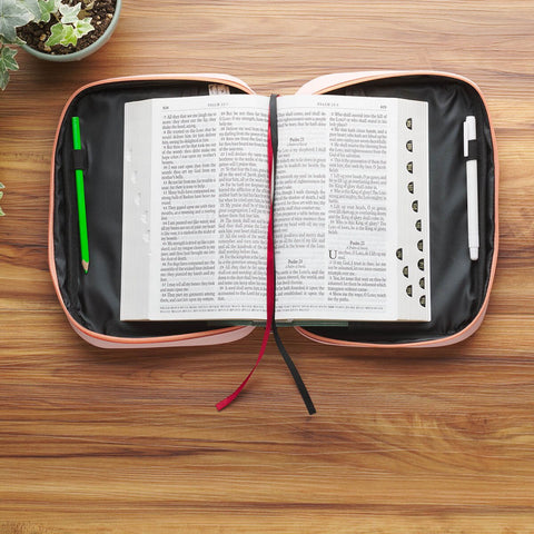 Trust in the Lord Peach Floral Faux Leather Fashion Bible Cover - Proverbs 3:5