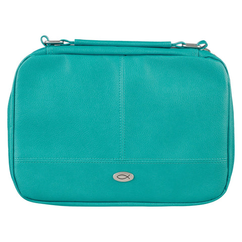 Two-Fold Turquoise Faux Leather Organizer Bible Cover