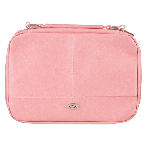 Two-fold Pink Faux Leather Organizer Bible Cover