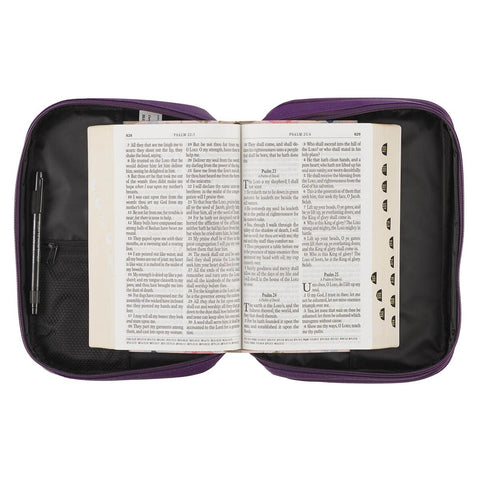 Two-fold Purple Faux Leather Organizer Bible Cover