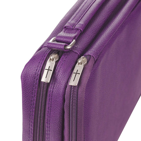 Two-fold Purple Faux Leather Organizer Bible Cover