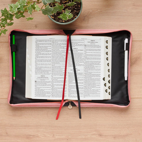 Those Who Trust Coral Pink Floral Faux Leather Classic Bible Cover - Isaiah 40:31