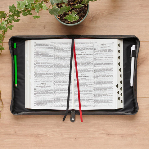 Be Strong and Courageous Charcoal Gray Faux Leather Classic Bible Cover - Joshua 1:9