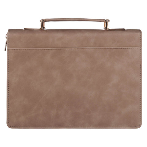 I Am With You Always Tan and Brown Faux Leather Classic Bible Cover - Matthew 28:20