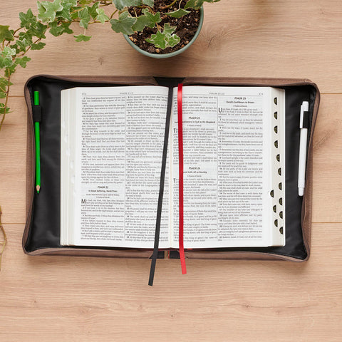 I Am With You Always Tan and Brown Faux Leather Classic Bible Cover - Matthew 28:20