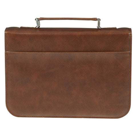 The Lord is My Strength Lion Honey-brown Faux Leather Classic Bible Cover - Exodus 15:2