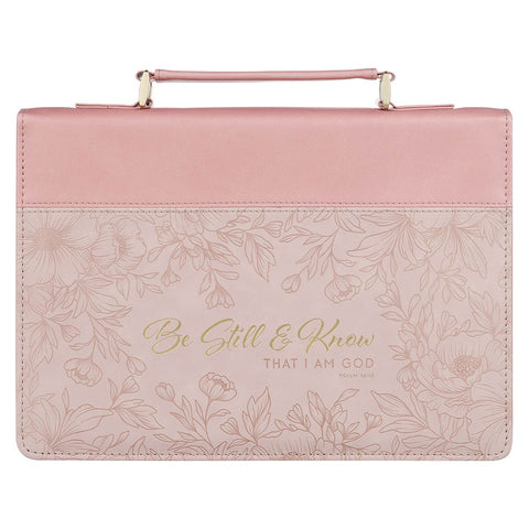 Be Still and Know Pink Floral Faux Leather Fashion Bible Cover - Psalm 46:10