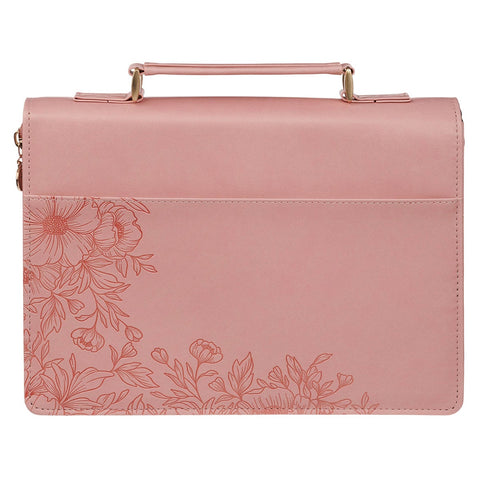 Be Still and Know Pink Floral Faux Leather Fashion Bible Cover - Psalm 46:10