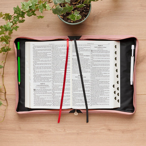 Be Still and Know Pink Floral Faux Leather Fashion Bible Cover - Psalm 46:10