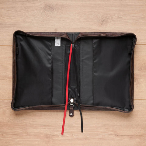 Pursue Righteousness Black and Walnut Brown Faux Leather Classic Bible Cover - 1 Timothy 6:11