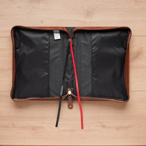 Stand Firm Espresso and Honey-brown Faux Leather Classic Bible Cover - 1 Corinthians 16:13