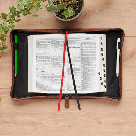 Stand Firm Espresso and Honey-brown Faux Leather Classic Bible Cover - 1 Corinthians 16:13
