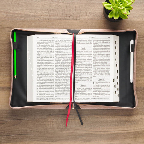 Strength and Honor Pink Floral Faux Leather Fashion Bible Cover - Proverbs 31:25