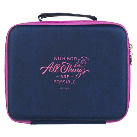 All Things Are Possible Navy Two-fold Organizer Bible Case - Matthew 19:26