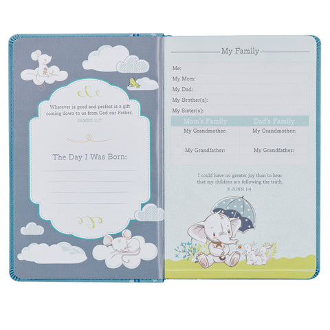 Blue Faux Leather NLT Keepsake Bible for Boys