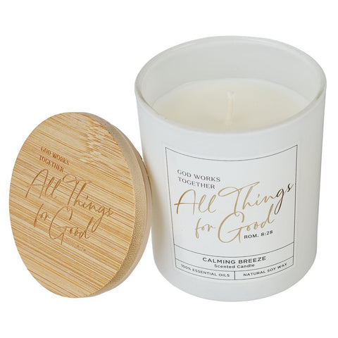 All Things For Good Calming Breeze Candle in a Glass Jar - Romans 8:28