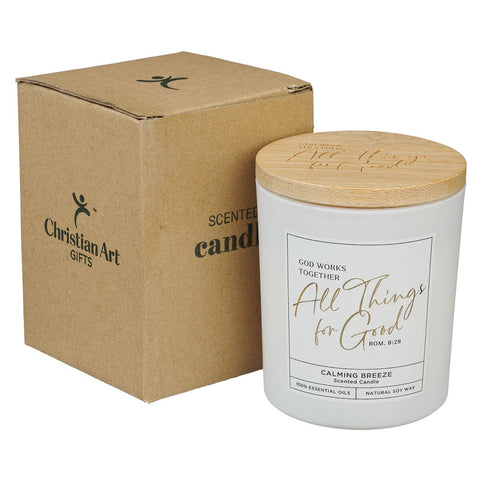 All Things For Good Calming Breeze Candle in a Glass Jar - Romans 8:28