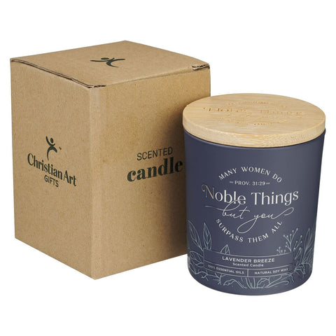 Noble Things Lavender Breeze Candle in a Glass Jar - Proverbs 31:29