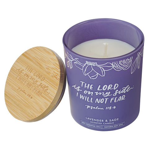 I Will Not Fear Lavender and Sage Candle in a Glass Jar - Psalm 118:6