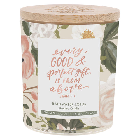 Every Good and Perfect Gift Rainwater Lotus Scented Candle - James 1:17