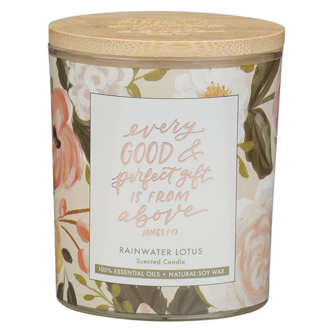 Every Good and Perfect Gift Rainwater Lotus Scented Candle - James 1:17