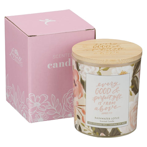 Every Good and Perfect Gift Rainwater Lotus Scented Candle - James 1:17