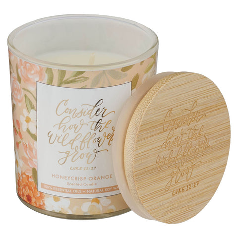 Wildflowers Honeycrisp Orange Scented Candle in Glass Jar - Luke 12:27