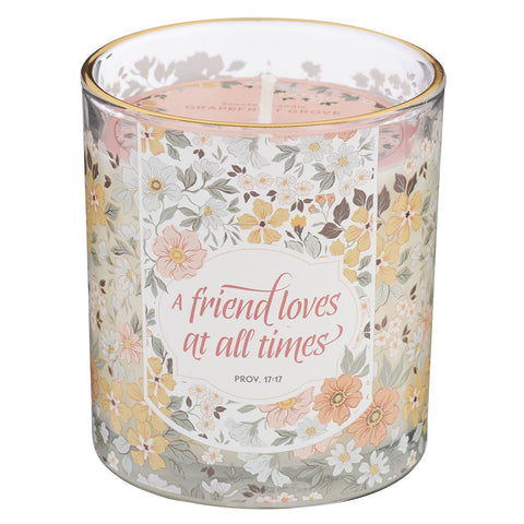 A Friend Loves at All Times Grapefruit Grove Scented Candle in a Glass Jar - Proverbs 17:17