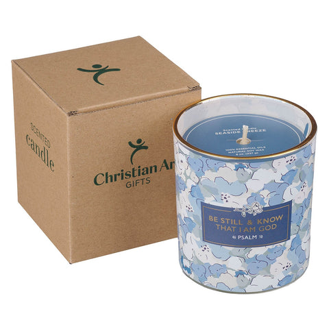 Be Still and Know Seaside Breeze Scented Candle in a Glass Jar - Psalm 46:10