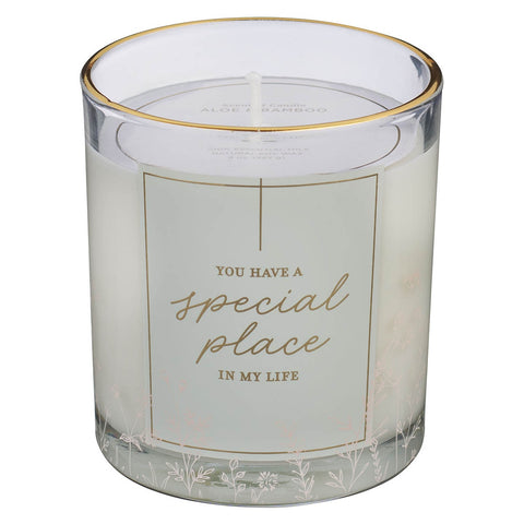 You Have a Special Place in My Life Aloe and Bamboo Scented Candle in a Glass Jar