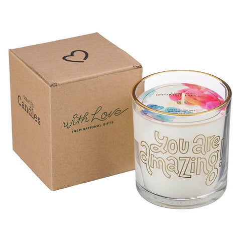You Are Amazing Driftwood and Sea Salt Scented Candle in a Glass Jar