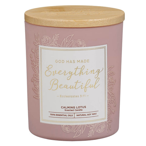 Everything Beautiful Calming Lotus Scented Candle in a Glass Jar - Ecclesiastes 3:11