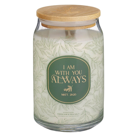 With You Always Fresh Air & Sea Salt Scented Candle in a Glass Jar - Matthew 28:20