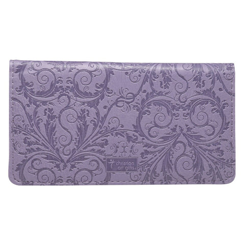 Be Still Purple Faux Leather Checkbook Cover - Psalm 46:10