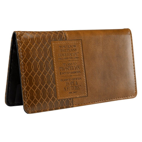 I know the Plans Faux Leather Checkbook Cover with Rectangular Patch - Jeremiah 29:11