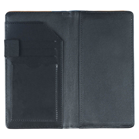 Strong and Courageous Butterscotch and Navy Faux Leather Checkbook Wallet - Joshua 1:9