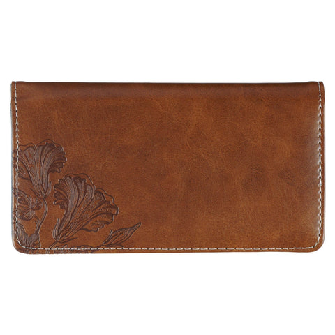 Amazing Grace Natural Canvas and Faux Leather Checkbook Wallet - 2 Corinthians 12:9