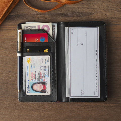 Amazing Grace Natural Canvas and Faux Leather Checkbook Wallet - 2 Corinthians 12:9