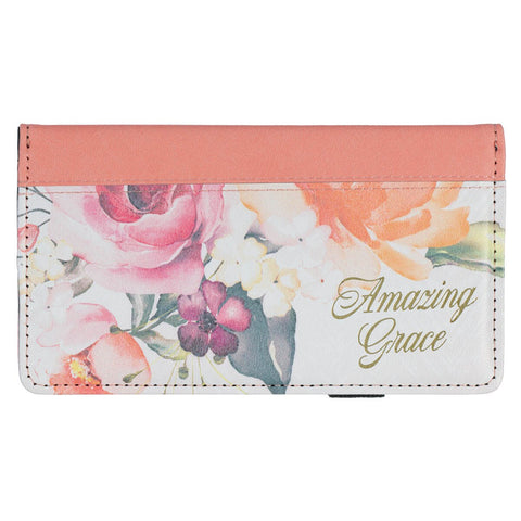 Amazing Grace Rose Pink Faux Leather Checkbook Wallet