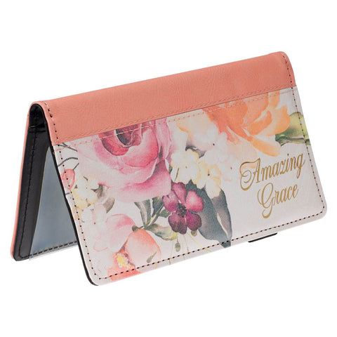 Amazing Grace Rose Pink Faux Leather Checkbook Wallet