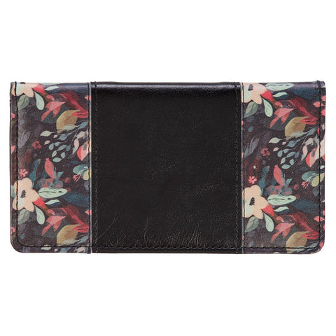 Hope and a Future Midnight Botanical Faux Leather Checkbook Wallet - Jeremiah 29:11