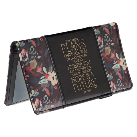 Hope and a Future Midnight Botanical Faux Leather Checkbook Wallet - Jeremiah 29:11