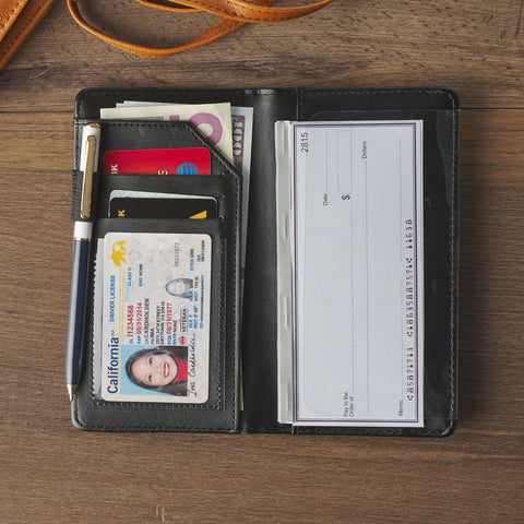 Have Made You Walnut Brown and Brick-red Faux Leather Checkbook Wallet